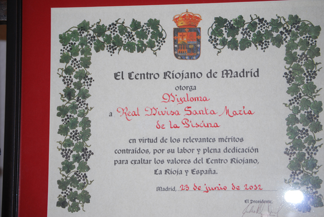 Diploma del Centro Riojano de Madrid para la Divisa